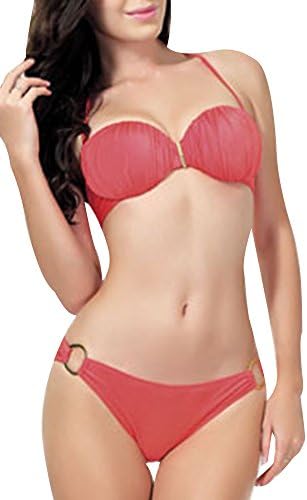 HMJY Women's Sexy 2 Pieces Push up Halter Bandeau Padded Bra Bikini Set