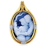 14K Yellow Gold 0.06 Carat Diamond First Born Cameo Pendant