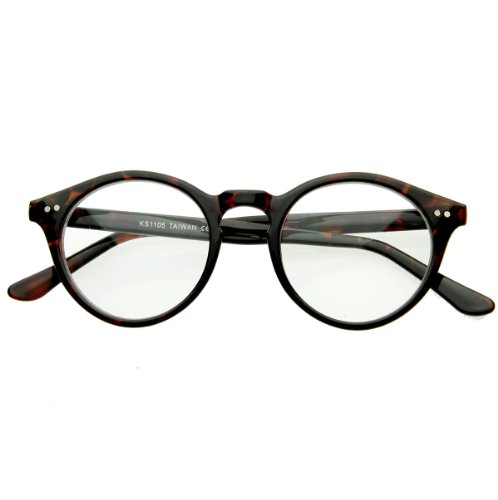 Vintage Inspired Clear Lens Small Circle Round Sunglasses