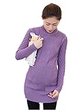 （TPGROWIN） マタニティ ウェア ニット セーター 編み ハイネック 妊婦服 防寒 ゆったり あったか 産前 産後 全5色 (Free, パープル)
