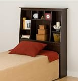 Tall Twin Storage Headboard in Espresso Finish By Prepac Furniture