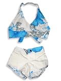 Hula Bay - Toddler Girls 2-Piece Microfiber Short Set, White, Blue (Size 3T)