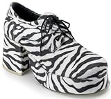 Pleaser Funtasma Brand Style Jazz-02 Mens Pimp Costume Disco Zebra Faux Fur 60s 70s Platform Shoes