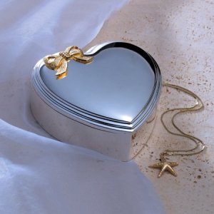 5 Inch Silver Plate Heart Jewel Box