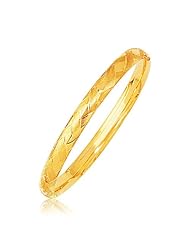 14k Yellow Gold Domed Bangle with a Weave Motif