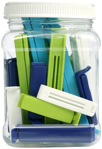 Twixit! Linden Sweden Bag Clips, White/Lime/Turquoise/Cobalt, Set of 2 Super 6 Large 8 Medium and 10 Small Picture