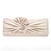 Damara Womens Pleated Satin Moon Shape Crystal Clutch Evening Bag