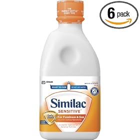 Similac Sensitive Advance Infant Formula with Iron, For Fussiness and Gas, Ready to Feed, 32-Fluid Ounces (Pack of 6)