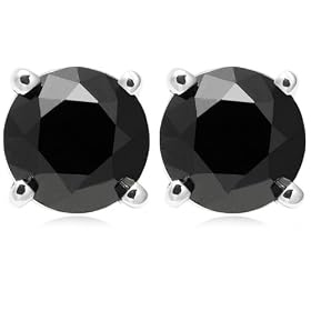 14k Choice of White or Yellow Gold Black Diamond Studs (1 cttw)