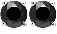 14k White Gold Black Diamond Stud Earrings (1 cttw)