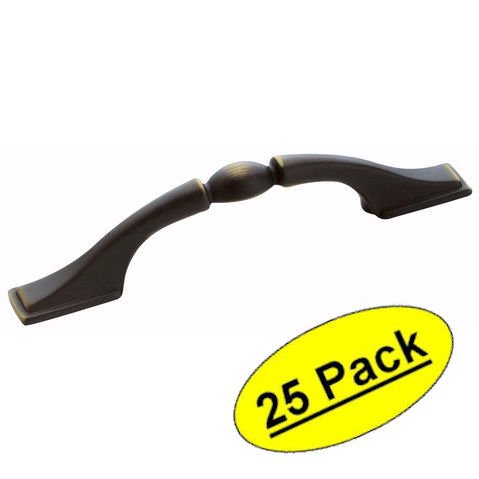 Amerock BP1302-RB Brass and Sterling Traditions Collection 3-Inch Hole Center Cabinet Hardware Handle Pull, Roman Bronze - 25 Pack