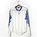Zehui®  Retro Women Blue And White Porcelain Print Chiffon Tops Shirt Blouse
