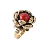 Barse Bronze Floral Red Howlite Ring, 7