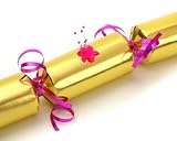 Make Your Own Christmas Crackers - Metallic Gold with Pink trim /Pk 6