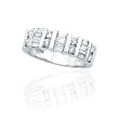 14K White Gold 1 ct. Round and Baguette Cut Diamond Anniversary Ring