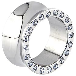 3/4" Surgical Steel Crystalline Jeweled Saddle Plug