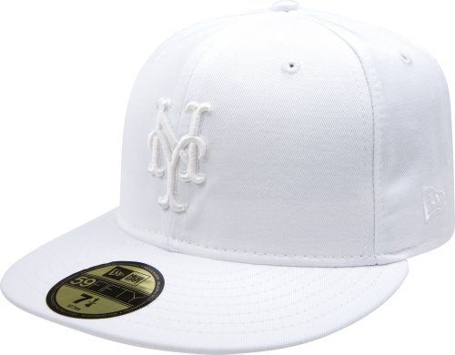 MLB New York Mets White on White 59FIFTY Fitted Cap (7 1/2)