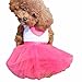 HP95 Small Size Dog Dress,Puppy Pet Princess Tutu Dress Dog Wedding Dress with Peony for Dog Cat (L, Hot Pink)