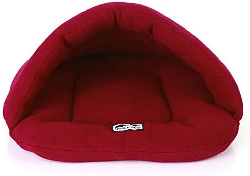 Zonepets Small / Medium / Large Dog Cat Bed House Mat Cushion Pet Cave Sleeping Bags (L: 13-22lb, Red wine)