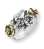 Stainless Steel & Bronze Ed Hardy 2-color CZ Skull/Heart Ring