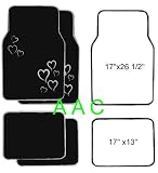A set of 4 universal fit plush carpet floor mats for cars / truck - Hearts White