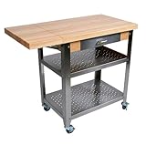 Cucina Elegante Drop Leaf Kitchen Cart (Maple/Stainless Steel) (37"H x 30"W ....