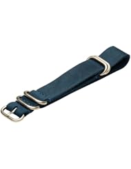Premium 22mm 5-ring Thick Leather Blue Urban Military Nato Watch Strap - Fits All Watches!!!