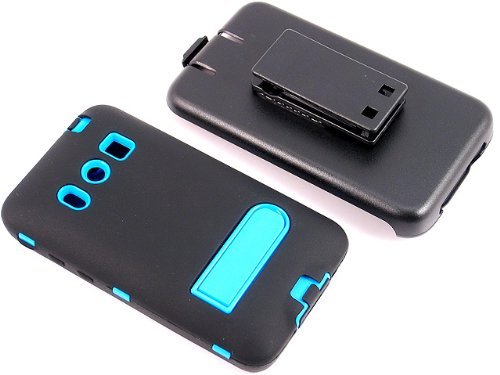 Smile Case Full Protection Case Black on Blue for HTC EVO 4G with Belt Clip Holster (EVO-Black on Blue)