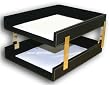 Rustic Genuine Leather Executive Double Front-Load Tray, Letter Size