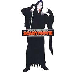 Scary Movie Scream Monster Halloween Karneval Party Fun Set All Inclusive Original Scary Movie Maske Modell "heraus h�ngende Zunge", Monsterkost�m Kutte X-XL (Erwachsene Unisize), schwarze Handschuhe (Erwachsene Unisize) und blultiges Messer - Scream Fun Scary Movie Set mit der Original Latex Maske des Lizenz Herstellers und inklusive Waffe und Handschuhen - Erwachsenengr��e Unisize - Perfekter Gag Schocker f�r Karneval, Fasching, Halloween, Horror Party