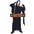 Scary Movie Scream Monster Halloween Karneval Party Fun Set All Inclusive Original Scary Movie Maske Modell "heraus h�ngende Zunge", Monsterkost�m Kutte X-XL (Erwachsene Unisize), schwarze Handschuhe (Erwachsene Unisize) und blultiges Messer - Scream Fun Scary Movie Set mit der Original Latex Maske des Lizenz Herstellers und inklusive Waffe und Handschuhen - Erwachsenengr��e Unisize - Perfekter Gag Schocker f�r Karneval, Fasching, Halloween, Horror Party