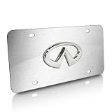 Infiniti 3D Logo Brushed Steel Auto License Plate, Official Licensed by Infiniti