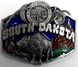 South Dakota 3-D Enamel Pewter Belt Buckle