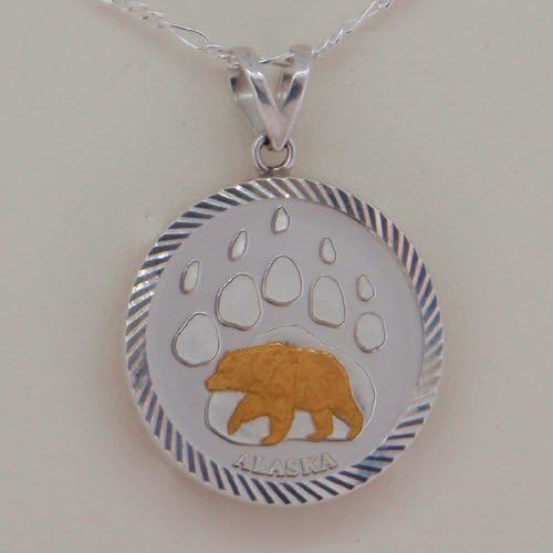 Alaska Mint Gold/Silver Medallion .999 1/4 Oz Pendant Jewelry Bear Paw Diamond Cut Edge