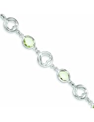 Genuine .925 Sterling Silver Green Quartz Bracelet 7.8 Grams . 100% Satisfaction Guaranteed.