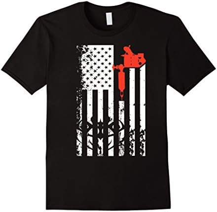 Men's Tattoo Artist Flag T-shirt Large Black