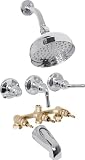 Polished Chrome 3 Handle 6 Rain Head Bathtub/Tub Shower Faucet
