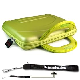 Coby TFDVD7051 7-Inch Portable Tablet Style DVD/CD/MP3 Player KROO Case Carrying Bag Sleeve Briefcase Pouch Eva Green + Includes a 4-inch Determination Hand Strap