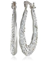 Sterling Silver Oval Crystal Hoop Earrings