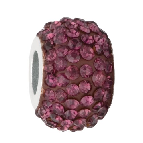 925 Sterling Silver Amethyst Color Round CZ Crystal Febuary Birthstone Bead For Chamilia, Troll, Pandora, Biagi, Personality and More Charm Bracelets