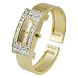 Geneva Platinum Jeweled Gold Bangle Watch by Geneva