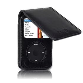 EASYi - New iPod Classic Black Genuine Leather Flip Case (120GB 160GB 6th & 7th Generation)
