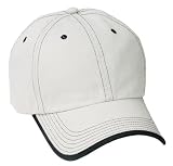 Port Authority Vintage Washed Contrast Stitch Cap, Stone/Black