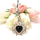 Black Spider Cell Phone Charm Strap Cubic Stone