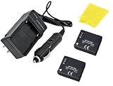Multipack (2 Count): Digital Replacement Battery PLUS Mini Battery Travel Charger for Specific Digital Camera and Camcorder Models / Compatible with PANASONIC CGA-S007 Charges with Intelligent Charge Technology - Includes Car Adapter, TWO Batteries and ONE Soft Nonporous Microfiber Cleaning Cloth