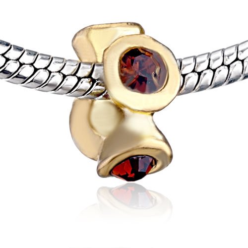 January Birthstone Golden Gift Beads Fits Pandora Charm Bracelet