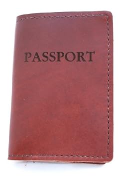 Rustic Genuine Leather Passport Holder, Saddle Brown
