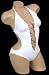 Sexy Trendy Cute Summer White Cut Out Low Plunge Monokini Swimsuit Bathing Suit Swimwear