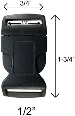 10pcs - 1/2" Gorilla Paracord® Black Plastic Contoured Side Release Buckles for Survival Paracord Bracelets