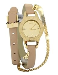 Armani Exchange Champagne Dial Fawn Laether Ladies Watch AX4147